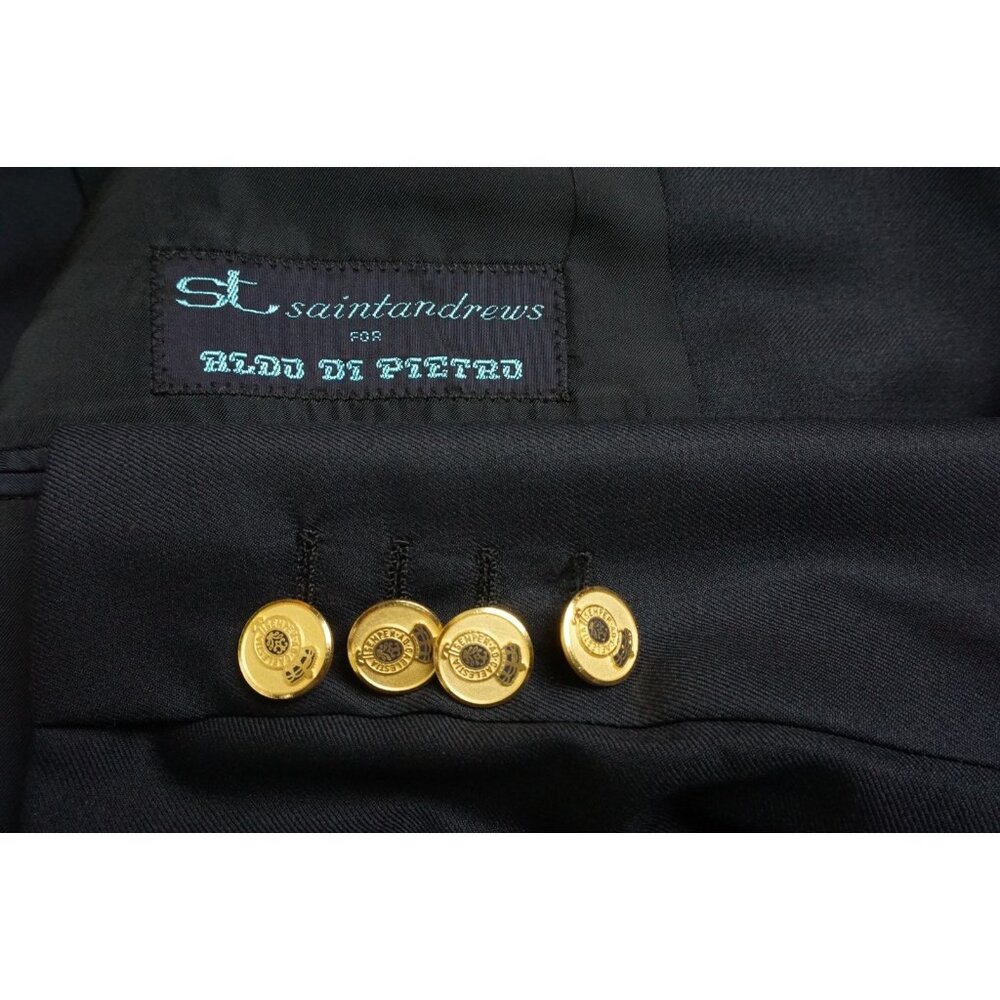 Saint Andrews Navy Blue 100% Wool Gold Button Sport Coat Blazer Sz 40R NEW